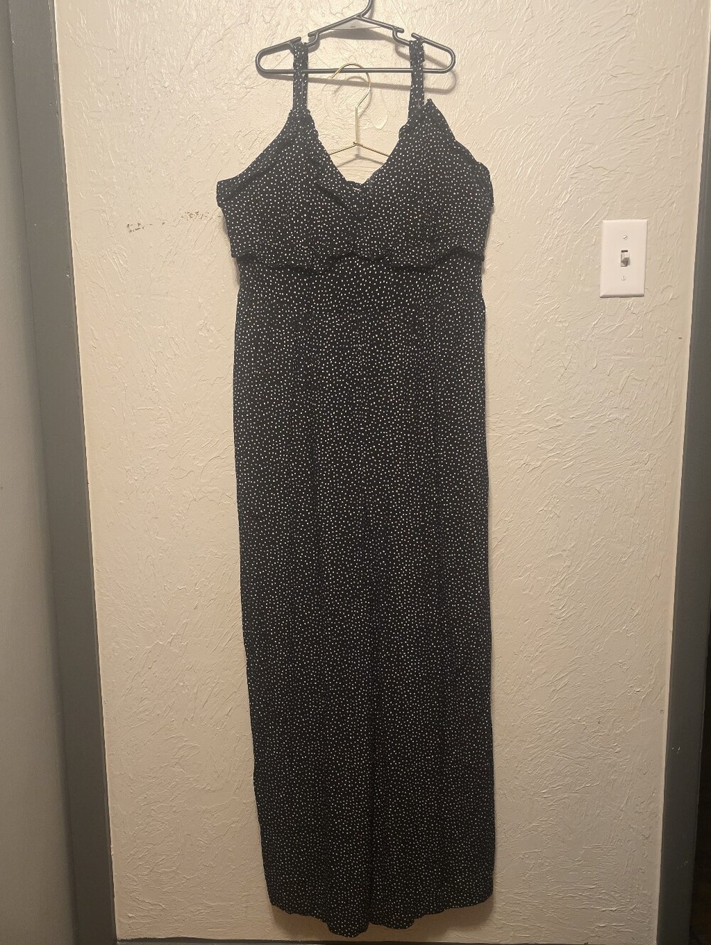 American Eagle Black White Polka Dot Wide Leg Jumpsuit Large